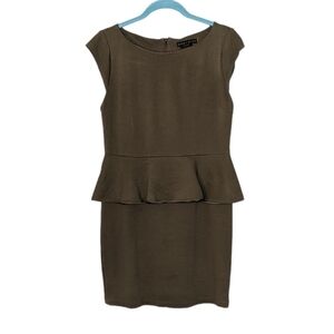 Alice & Olivia Victoria Peplum Dress moss green Small @B7